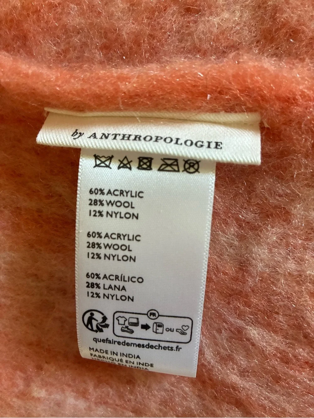 Anthropologie Brushed Mohair Wool Plaid Tassel Throw Blanket Striped Pastels